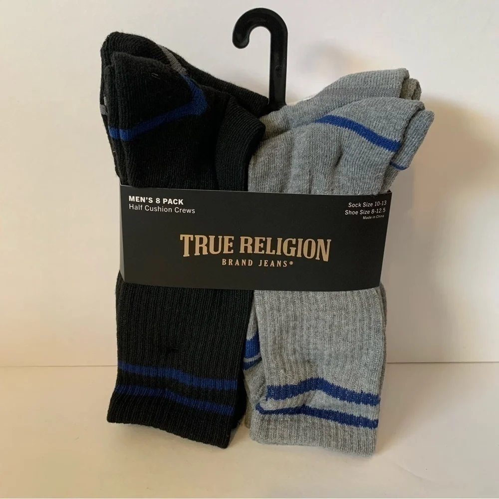 NWT. TRUE RELIGION Men’s 8 Pack Crew Socks